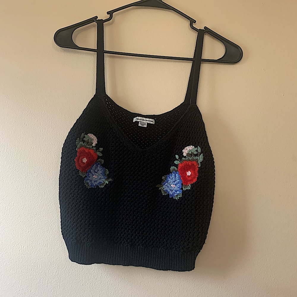 Black Floral Croptop || Crochet Croptop